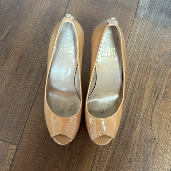 Stuart Weitzman Patent Leather Platform Peep Toe High Heels 5.5 - Picture 4 of 7